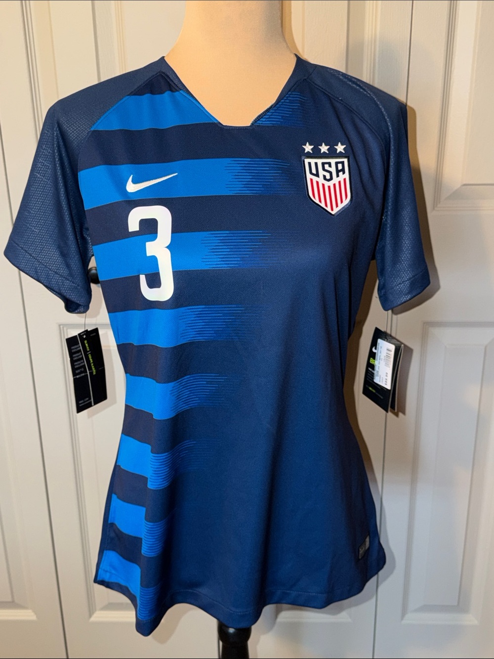 NWT Nike USWNT 2018 Away Jershey Sam Mewis #3 Blue Women's Large Soccer